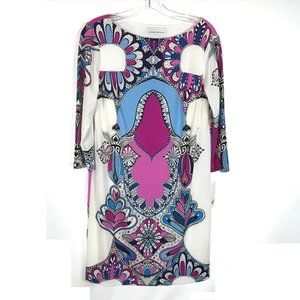 NWT Womens Size 10 Donna Morgan Multicolor Retro 60s Mod Stretch Sheath Dress